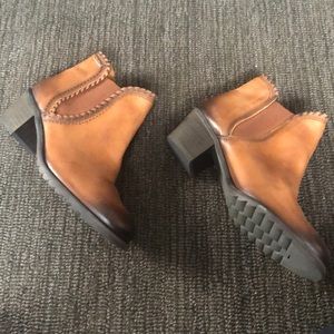Brown leather booties